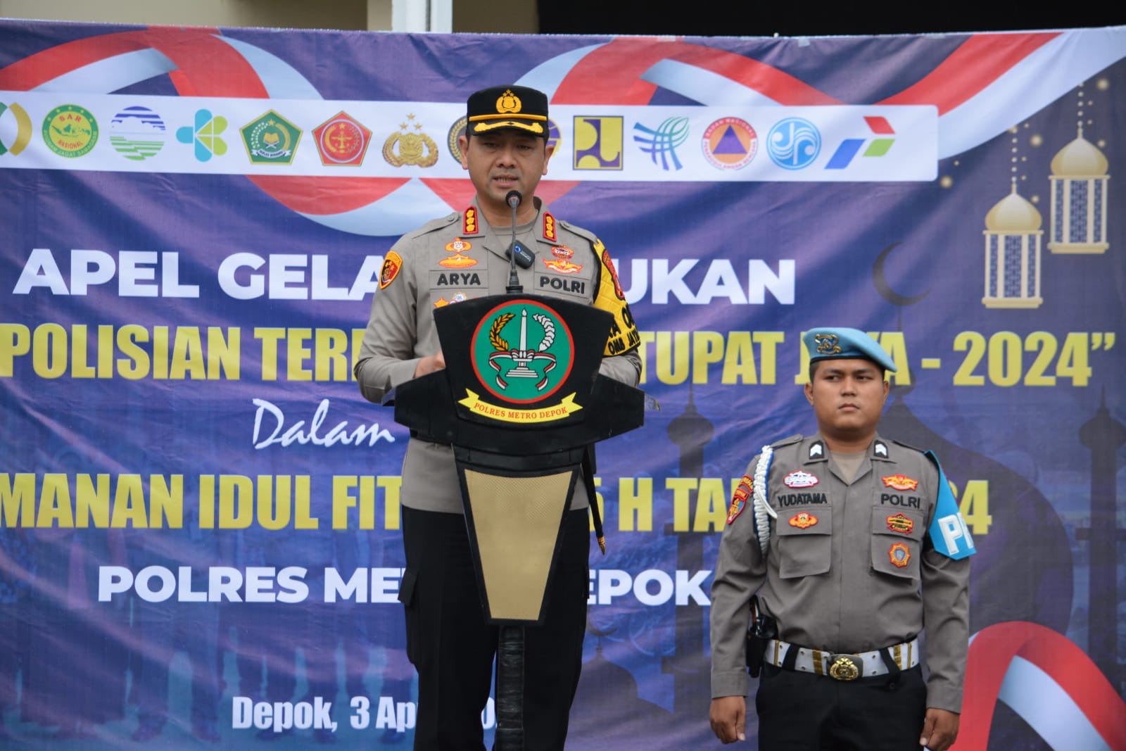 Polres Metro Depok Melaksanakan Apel Gelar Pasukan Ops Ketupat Jaya 2024 Dalam Rangka Amankan Idul Fitri 1445 H