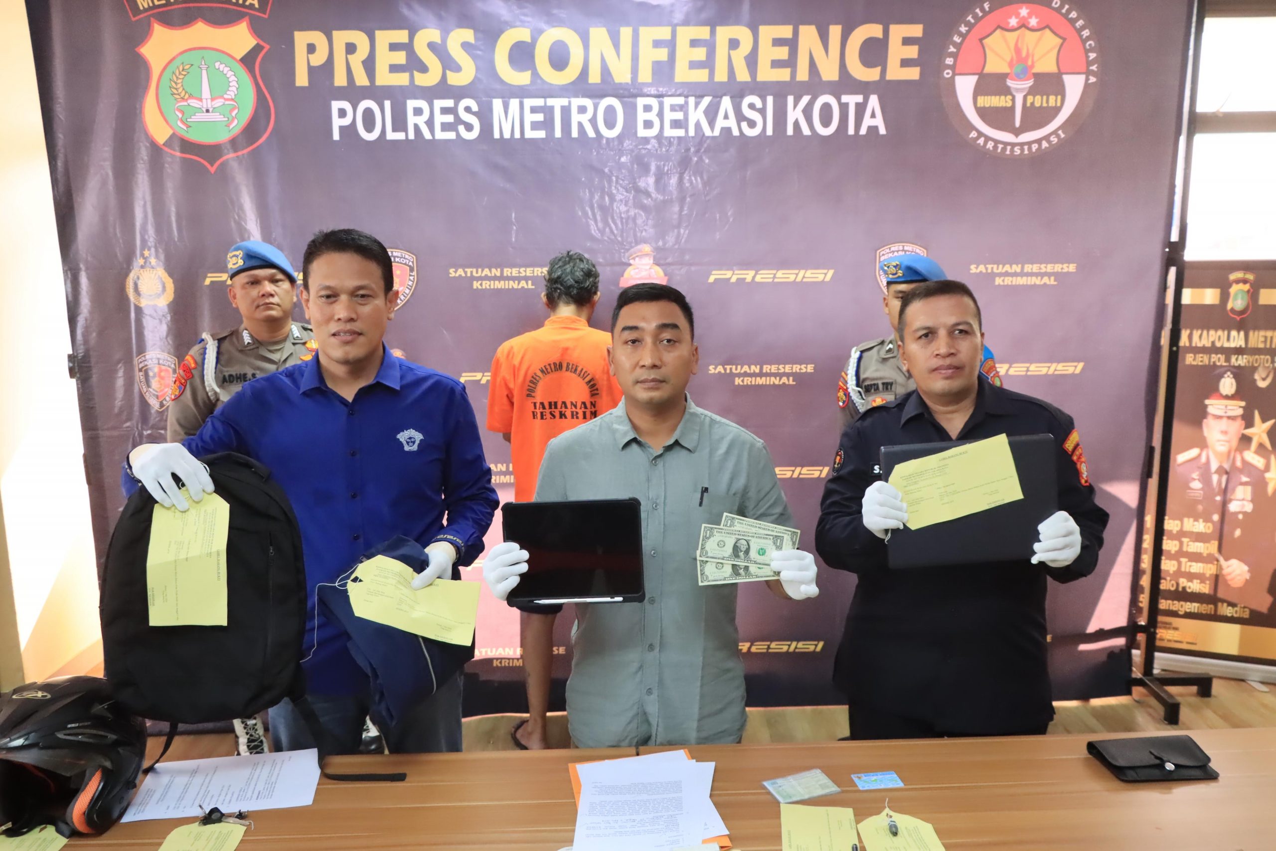 Sat Reskrim Polres Metro Bekasi Kota Berhasil Ungkap Kasus Pencurian Modus Pecah Kaca Mobil