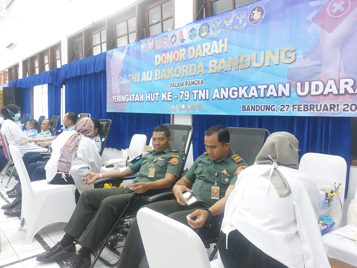 Peduli Sesama, TNI AU Bakorda Bandung Gelar Donor Darah Dalam Rangka HUT ke-79 TNI AU