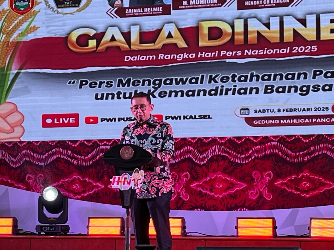 Gala Dinner HPN 2025 Banjarmasin, Fadli Zon: Pers Tidak Bisa Pisah dengan Kebudayaan