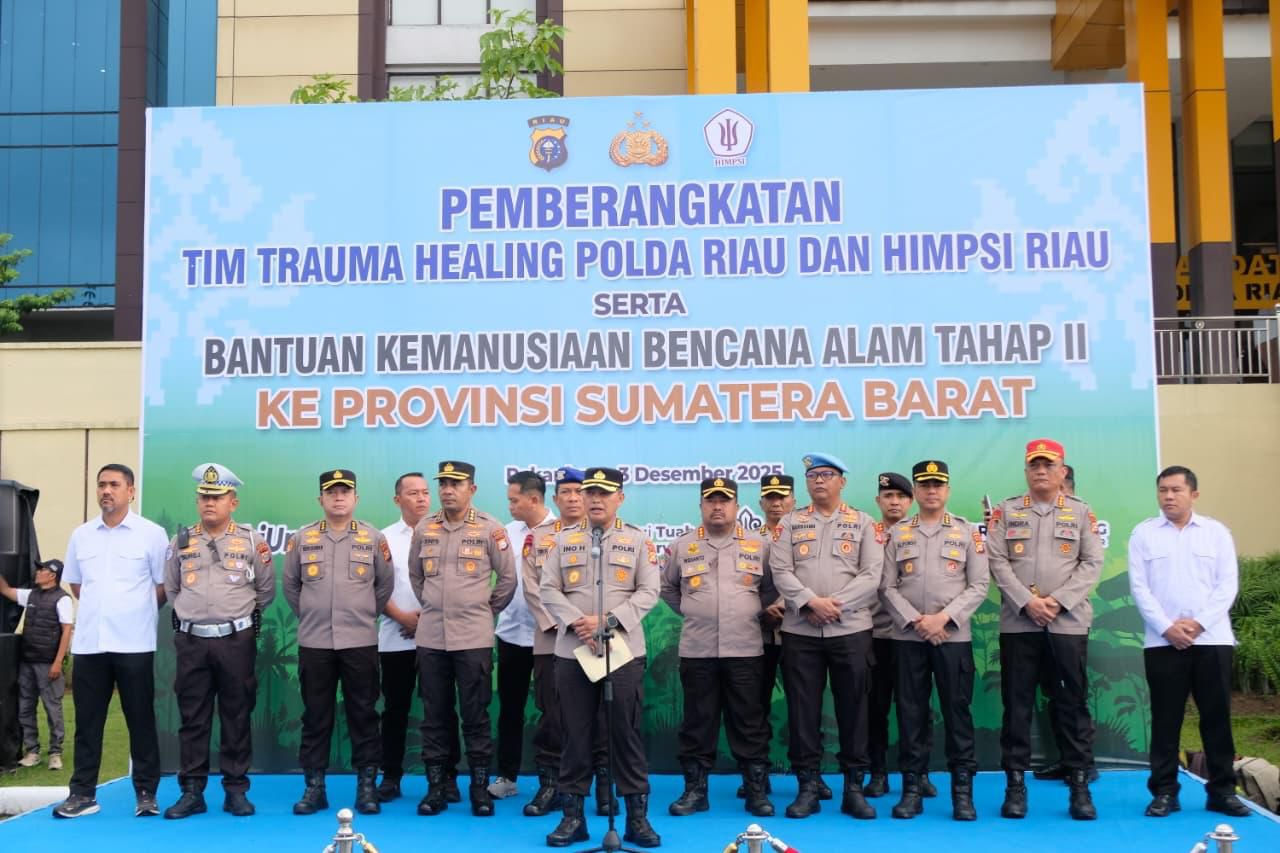 Bantuan Tahap II, Polda Riau Berangkatkan Tim Trauma Healing, Logistik dan Alat Berat ke Agam Sumatera Barat